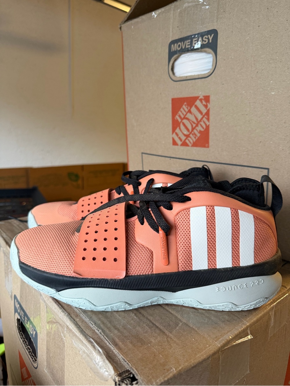 Adidas Dame 8 EXTPLY basketball shoe in the Hazy Copper colorway.IF1515
